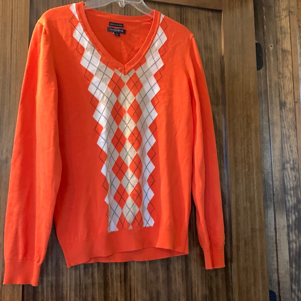 Tommy Hilfiger orange pima cotton v-neck sweater